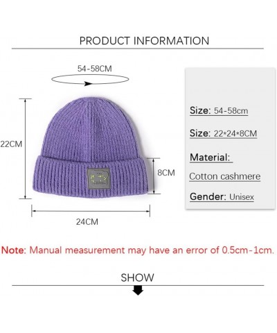 Winter Thick Warm Skullies Beanies Women Men Patch Letters Knitted Hats Unisex Melon Caps Gray $25.30 Skullies & Beanies