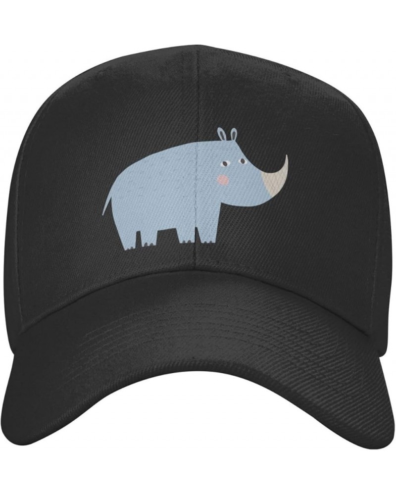 Cute African Rhinoceros Baseball Cap for Men Women Dad Hat Classic Adjustable Golf Hats Black $9.16 Baseball Caps