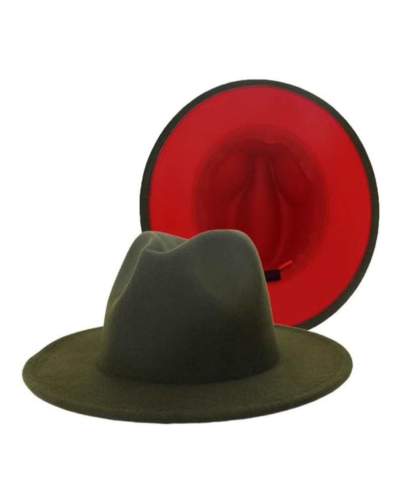 Mens Women Patchwork Wool Felt Floppy Jazz Fedora Hats Party Formal Hat Wide Brim Panama Trilby Cap Army En8 Red $21.70 Fedoras