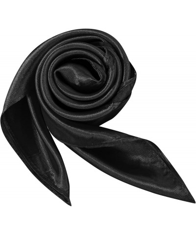 Silk Feeling Scarf Square Chiffon Scarf Solid Color Bandanas Retro Scarfs for Women Neck Scarf Purse Scarf A Black $8.69 Scarves