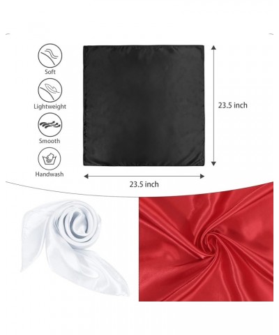 Silk Feeling Scarf Square Chiffon Scarf Solid Color Bandanas Retro Scarfs for Women Neck Scarf Purse Scarf A Black $8.69 Scarves