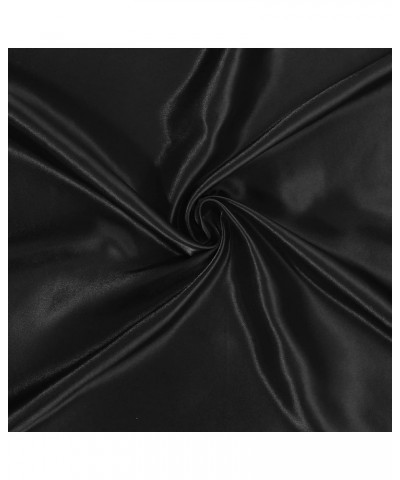 Silk Feeling Scarf Square Chiffon Scarf Solid Color Bandanas Retro Scarfs for Women Neck Scarf Purse Scarf A Black $8.69 Scarves