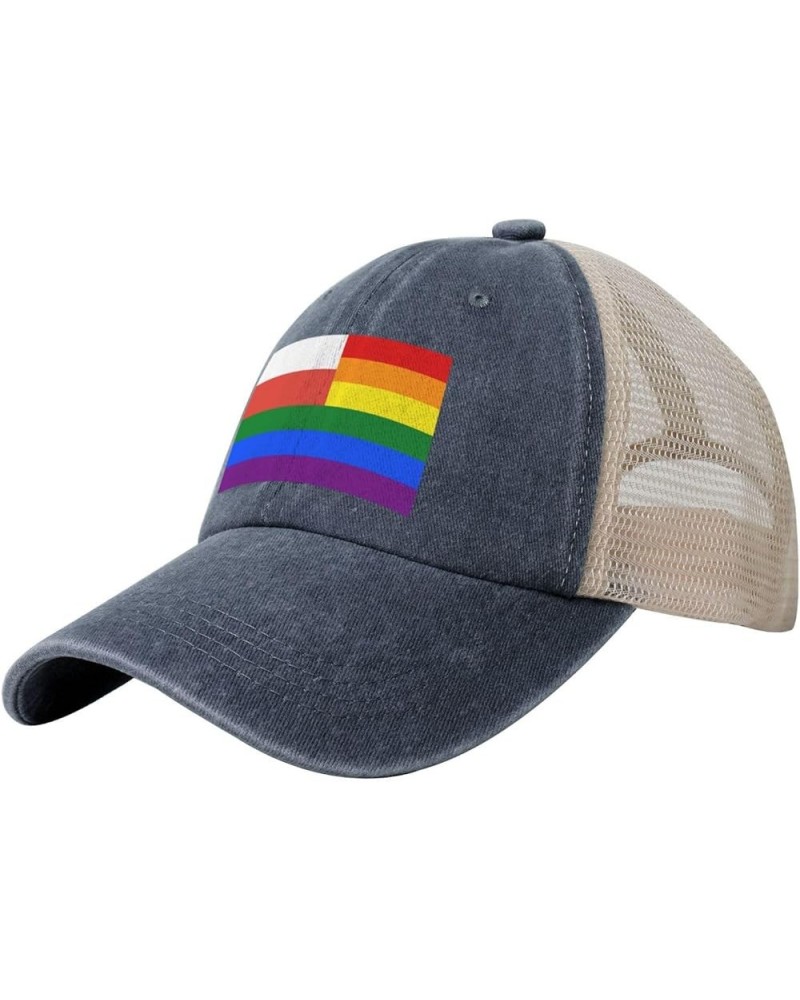 Poland Rainbow Flag Baseball Cap Women Men Mesh Back Hats Vintage Cowboy Hat Dad Caps Navy Blue $9.93 Cowboy Hats