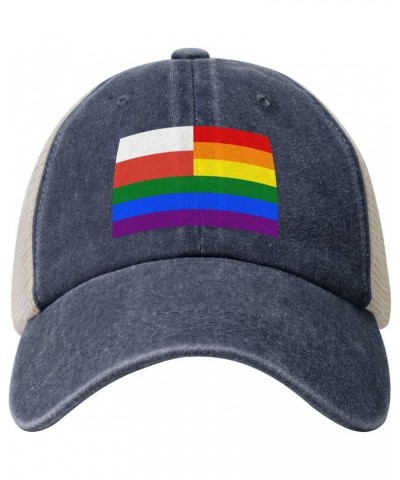 Poland Rainbow Flag Baseball Cap Women Men Mesh Back Hats Vintage Cowboy Hat Dad Caps Navy Blue $9.93 Cowboy Hats