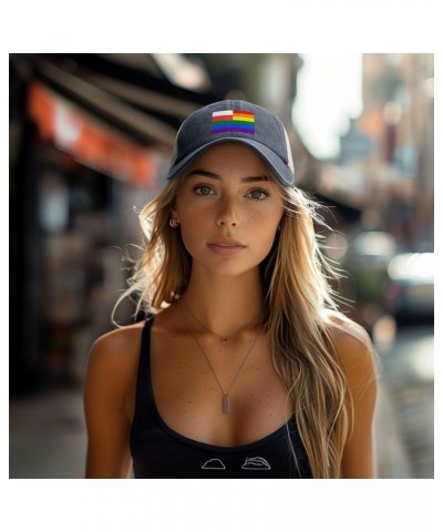 Poland Rainbow Flag Baseball Cap Women Men Mesh Back Hats Vintage Cowboy Hat Dad Caps Navy Blue $9.93 Cowboy Hats