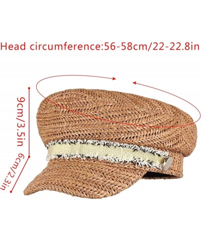 Ladies Women Straw Newsboy Hats Vintage Beret Hats Visor Beret Cap Paperboy Gatsby Hat Khaki $11.24 Berets