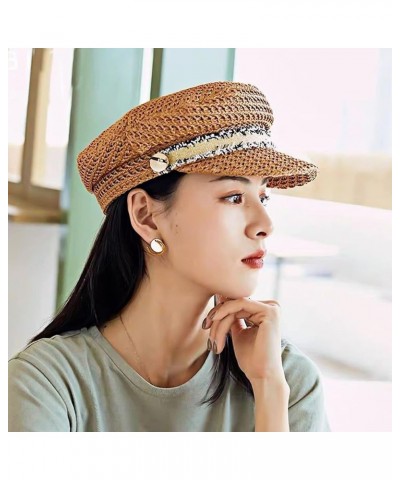 Ladies Women Straw Newsboy Hats Vintage Beret Hats Visor Beret Cap Paperboy Gatsby Hat Khaki $11.24 Berets