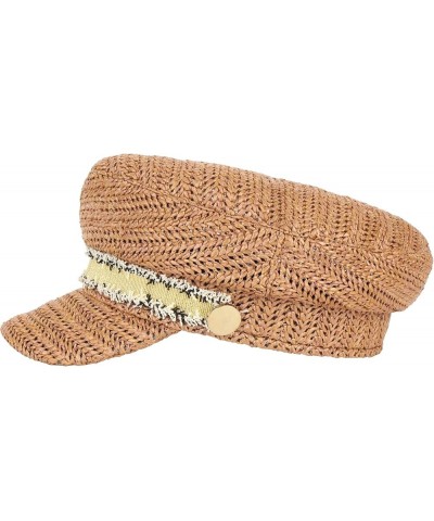 Ladies Women Straw Newsboy Hats Vintage Beret Hats Visor Beret Cap Paperboy Gatsby Hat Khaki $11.24 Berets