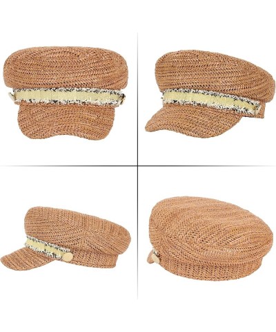 Ladies Women Straw Newsboy Hats Vintage Beret Hats Visor Beret Cap Paperboy Gatsby Hat Khaki $11.24 Berets