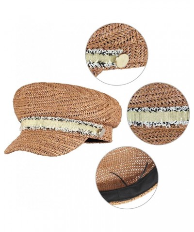 Ladies Women Straw Newsboy Hats Vintage Beret Hats Visor Beret Cap Paperboy Gatsby Hat Khaki $11.24 Berets