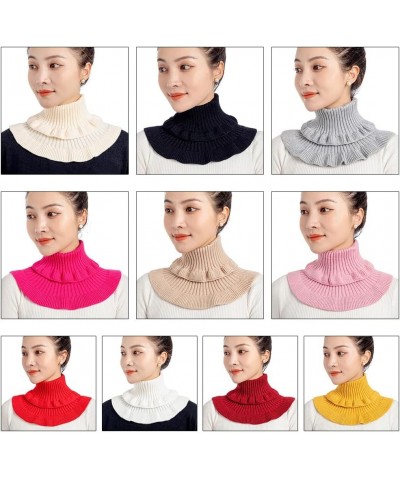 Fake Collar Scarf Knitted Elastic False Collars Scarves Warm Winter Cycling Windproof Detachable Wrap For Women Girls Apricot...