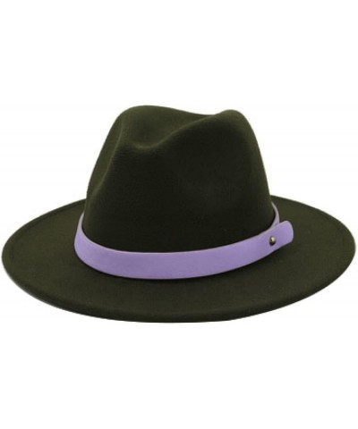 Womens Top Hat Fedoras Unisex Purple Leather Band Fedora Hats Lime Green Felt Fashion Orange Wide Brim Panama Cap Army Green ...