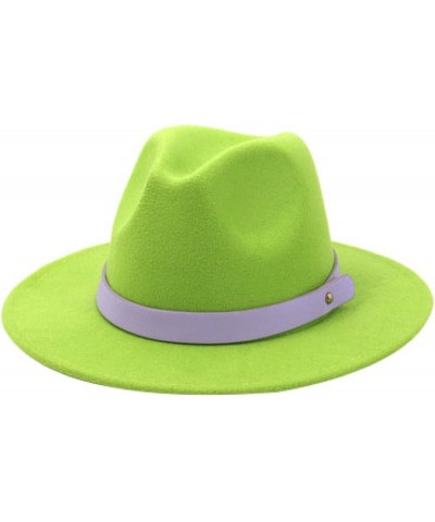 Womens Top Hat Fedoras Unisex Purple Leather Band Fedora Hats Lime Green Felt Fashion Orange Wide Brim Panama Cap Army Green ...