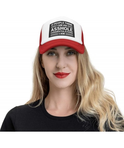 If People Think I Am an Assholes Congratulations I Am Mesh Hat Men Women Baseball Cap Trucker Hat Sports Hat Red $7.28 Baseba...