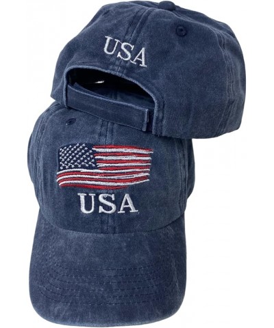 New! Unisex Vintage Cotton Washed Embroidered Baseball Cap Navy Cotton $11.59 Baseball Caps