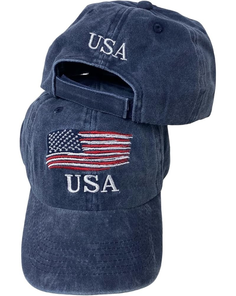 New! Unisex Vintage Cotton Washed Embroidered Baseball Cap Navy Cotton $11.59 Baseball Caps