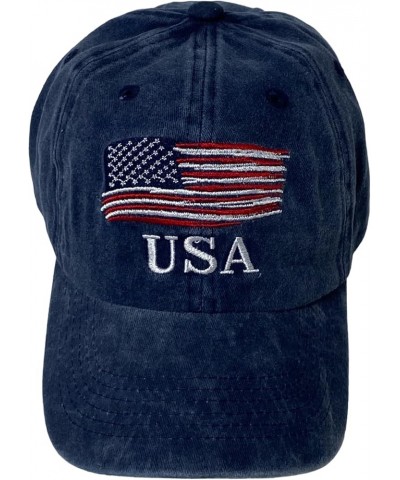 New! Unisex Vintage Cotton Washed Embroidered Baseball Cap Navy Cotton $11.59 Baseball Caps