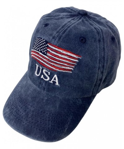 New! Unisex Vintage Cotton Washed Embroidered Baseball Cap Navy Cotton $11.59 Baseball Caps