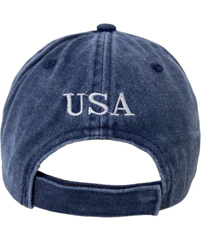 New! Unisex Vintage Cotton Washed Embroidered Baseball Cap Navy Cotton $11.59 Baseball Caps