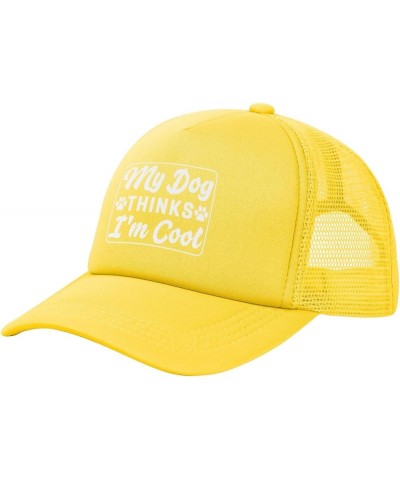 My Dog Thinks I'm Cool Trucker Hat Baseball Cap Yellow $11.52 Baseball Caps