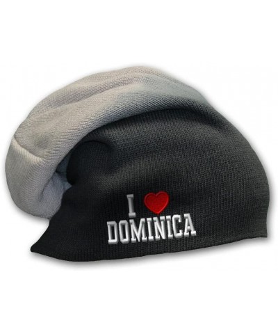 New Slouchy Beanie for Men I Love Dominica Winter Hats Acrylic Women Skull Cap Black $14.21 Baseball Caps