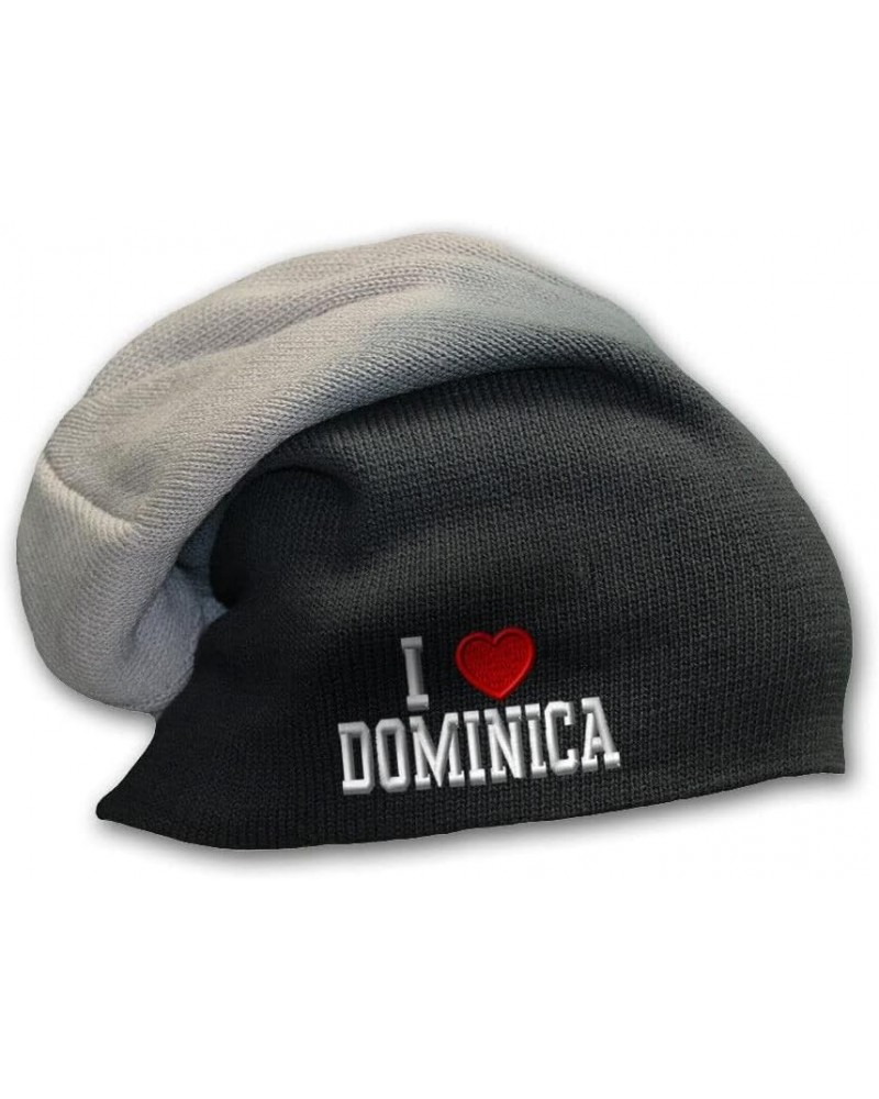 New Slouchy Beanie for Men I Love Dominica Winter Hats Acrylic Women Skull Cap Black $14.21 Baseball Caps