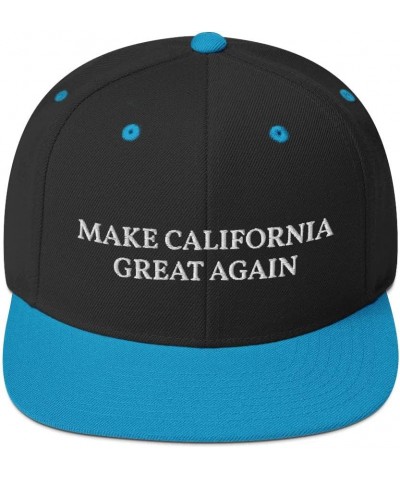 Make California Great Again Hat Flatbrim Flat Brim Snapback Hat Cap Black/ Teal $17.37 Baseball Caps