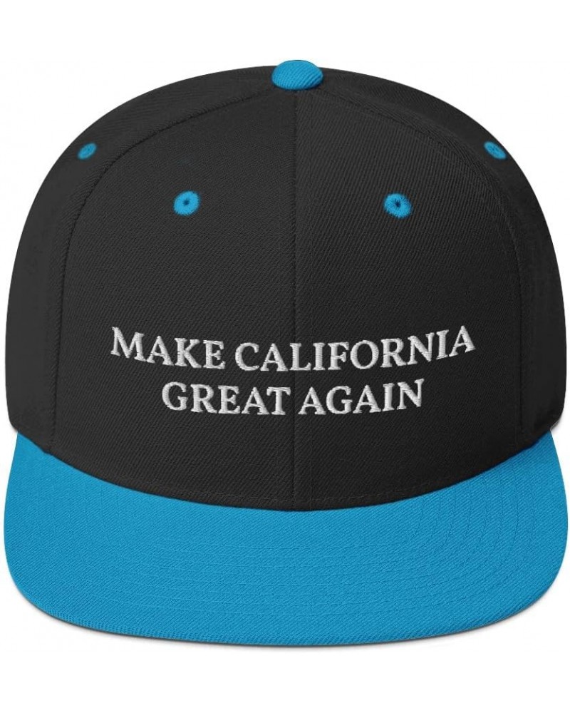 Make California Great Again Hat Flatbrim Flat Brim Snapback Hat Cap Black/ Teal $17.37 Baseball Caps