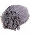 Womens Casual Solid Flowers Head Hat Cap Headwear Muslim Turban Cap Slouchy Headwear Grey $3.65 Skullies & Beanies