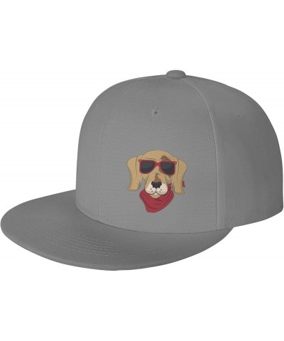 Funny Dog with Sunglasses Snapback Hat Baseball Cap for Men Women Hip Hop Style Flat-Brimmed Hats Gray $12.90 Baseball Caps