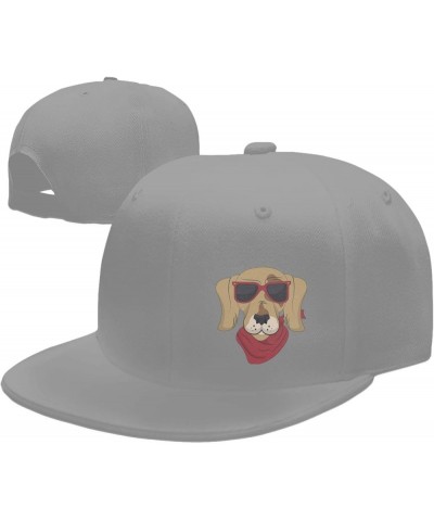 Funny Dog with Sunglasses Snapback Hat Baseball Cap for Men Women Hip Hop Style Flat-Brimmed Hats Gray $12.90 Baseball Caps