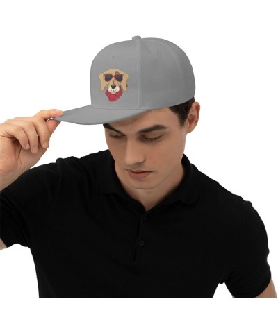 Funny Dog with Sunglasses Snapback Hat Baseball Cap for Men Women Hip Hop Style Flat-Brimmed Hats Gray $12.90 Baseball Caps