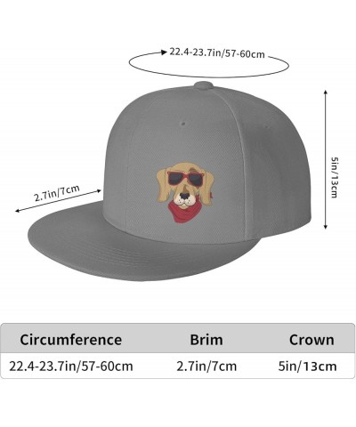 Funny Dog with Sunglasses Snapback Hat Baseball Cap for Men Women Hip Hop Style Flat-Brimmed Hats Gray $12.90 Baseball Caps