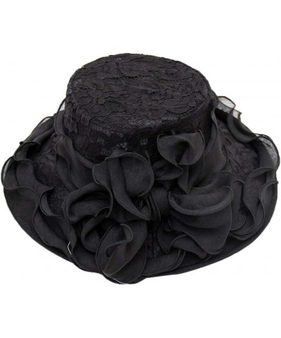 Retro Fascinator Hat for Women Wide Brim Wedding Party Hats Ladies Cloche Bucket Bowler Hat Elegant Derby Hats Black-a $9.65 ...