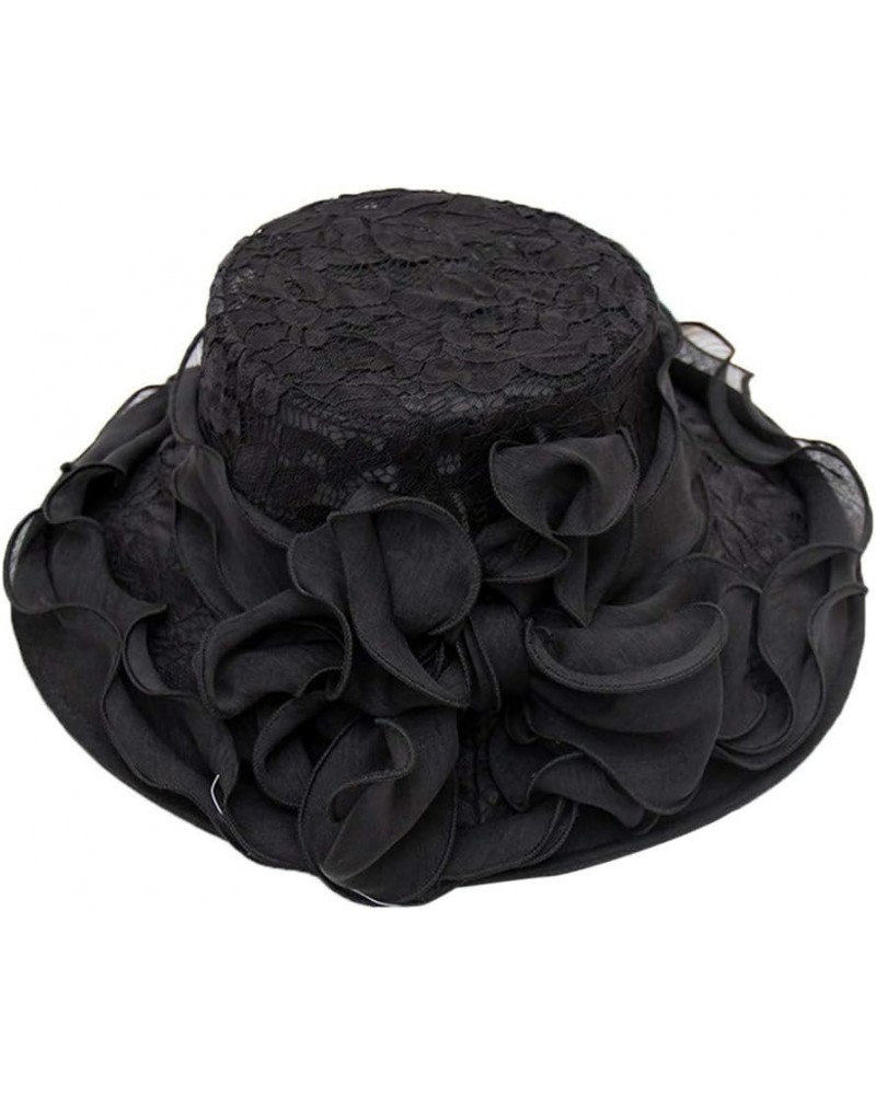 Retro Fascinator Hat for Women Wide Brim Wedding Party Hats Ladies Cloche Bucket Bowler Hat Elegant Derby Hats Black-a $9.65 ...