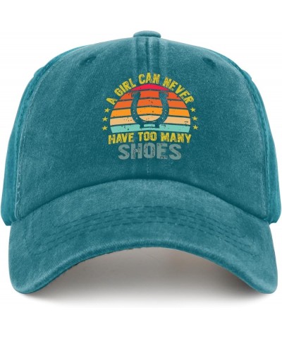 A Girl Can Never Have Too Many Shoes Farrier Hat Vintage Hat Pigment Black Trucker Hats Women Gifts for Cyan Blue $10.48 Sun ...