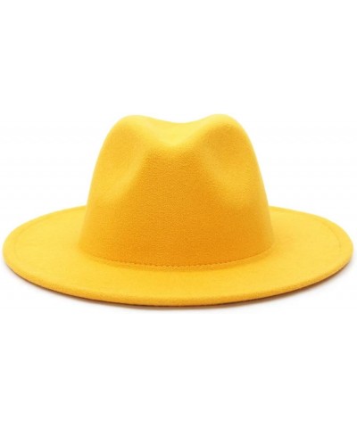 Mens Womens Wide Brim Fedora Wool Hat Retro Style Trilby Panama Wool Felt Hat Gentleman Hat Mustard Yellow 56-58CM $15.07 Fed...