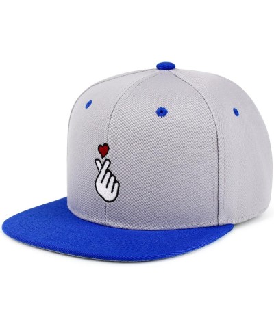 Korean Heart Finger Hip-Hop Snapback Hat Embroidered Baseball Cap Korea Sign 35. Light Grey/Blue $12.49 Baseball Caps