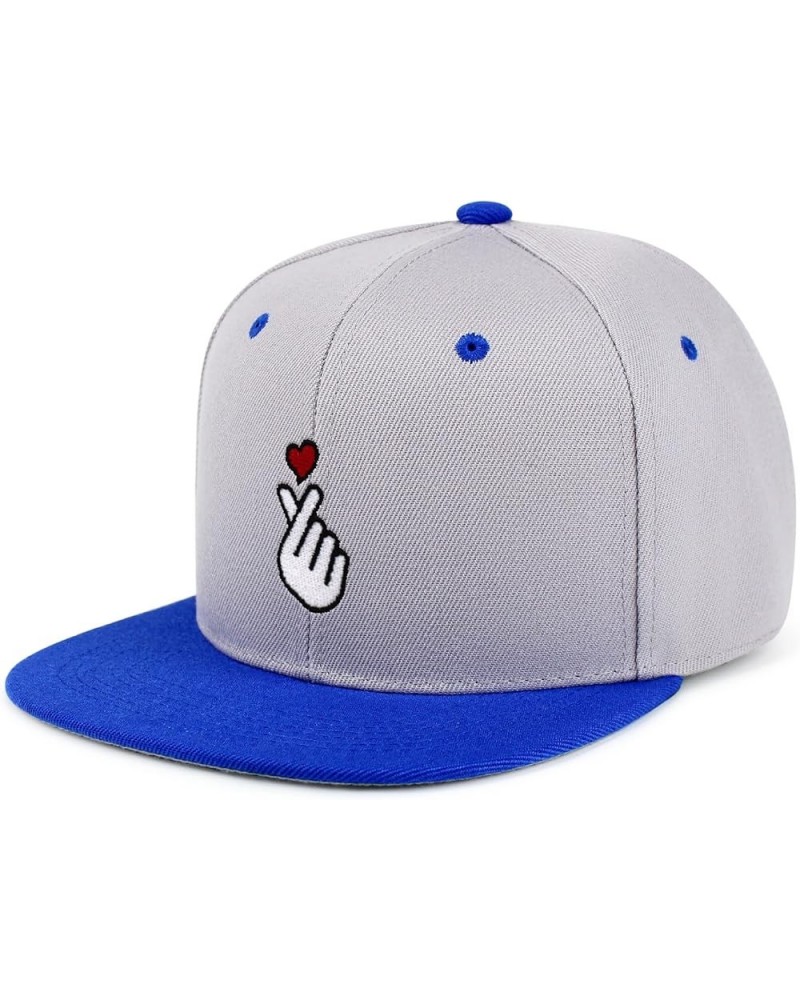 Korean Heart Finger Hip-Hop Snapback Hat Embroidered Baseball Cap Korea Sign 35. Light Grey/Blue $12.49 Baseball Caps