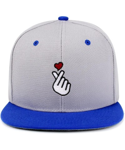 Korean Heart Finger Hip-Hop Snapback Hat Embroidered Baseball Cap Korea Sign 35. Light Grey/Blue $12.49 Baseball Caps