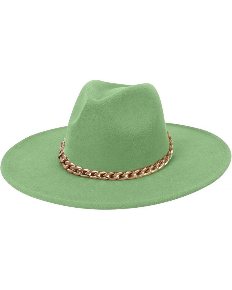 Men's and Women's British Bowler Hat Wide Brim Chains Church Hats Sunscreen Breathable Bucket Hats Green $7.35 Fedoras