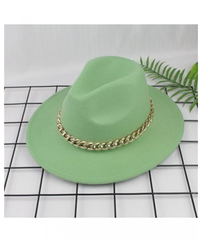 Men's and Women's British Bowler Hat Wide Brim Chains Church Hats Sunscreen Breathable Bucket Hats Green $7.35 Fedoras