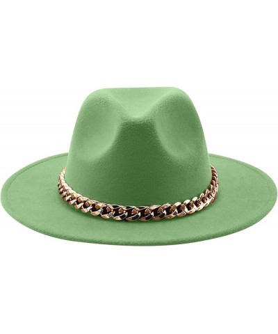 Men's and Women's British Bowler Hat Wide Brim Chains Church Hats Sunscreen Breathable Bucket Hats Green $7.35 Fedoras