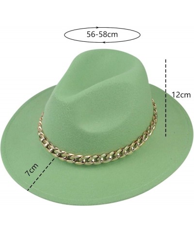 Men's and Women's British Bowler Hat Wide Brim Chains Church Hats Sunscreen Breathable Bucket Hats Green $7.35 Fedoras