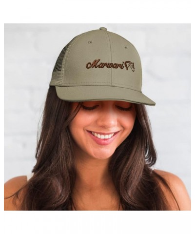 Custom Custom Trucker Hat Baseball Cap Marwari Horses Pony Cotton Equestrian Dad Hats for Men & Women Khaki Design Only $16.8...