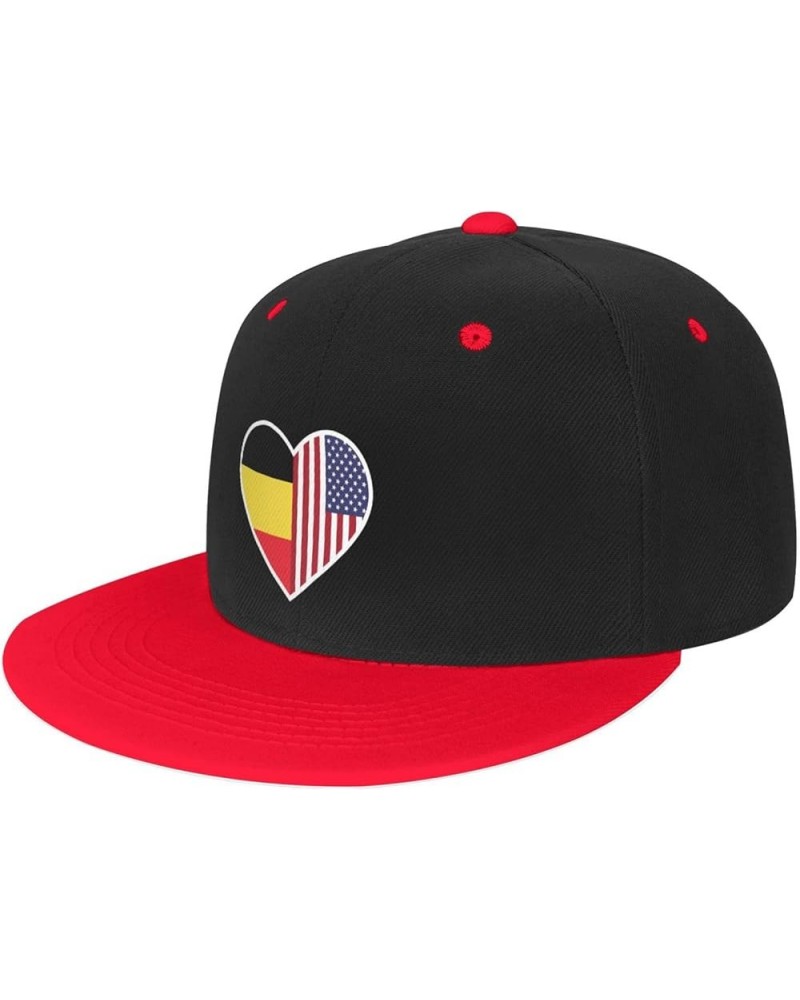 I Love America and Belgium Baseball Cap for Men Women Snapback Hat Adjustable Flat Bill Hats Red $11.37 Baseball Caps