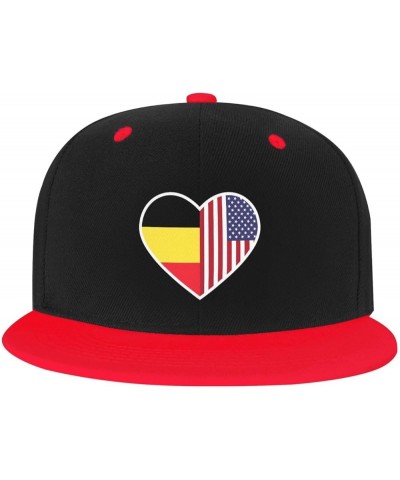 I Love America and Belgium Baseball Cap for Men Women Snapback Hat Adjustable Flat Bill Hats Red $11.37 Baseball Caps