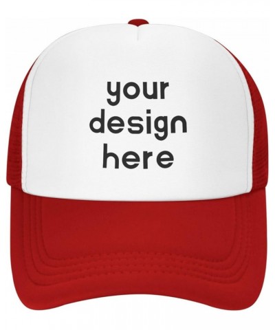 Custom Hats Design Your Own Text Name Image Photo Trucker Hats Red $6.94 Baseball Caps