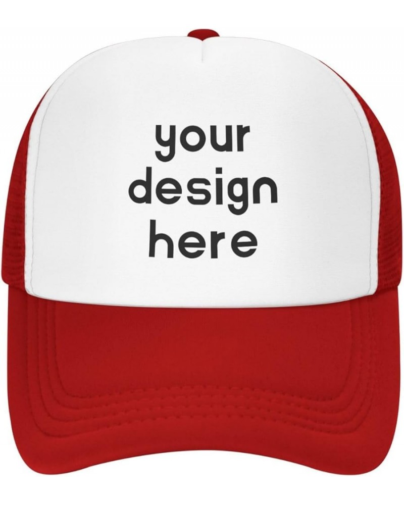 Custom Hats Design Your Own Text Name Image Photo Trucker Hats Red $6.94 Baseball Caps