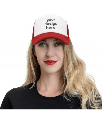 Custom Hats Design Your Own Text Name Image Photo Trucker Hats Red $6.94 Baseball Caps